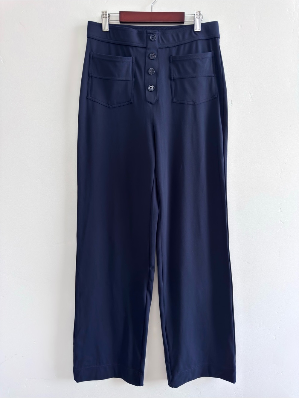 Halara DayStretch High Waisted Button Straight Leg Casual Pants Pockets Navy M
